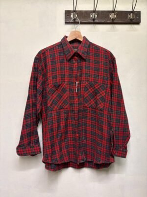 vintage cotton plaid shirt(red, green)