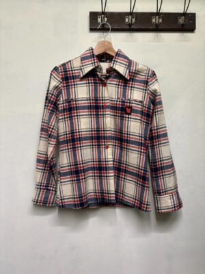 vintage wool white plaid shirt