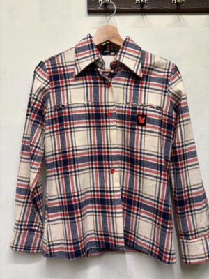 Alternative view of vintage wool white plaid shirt