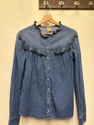 Alternative view of vintage denim shirt with frills