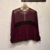 vintage silk burgundy shirt with sheer top and beaded band across the chest