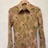 70's vintage geometric patterned shirt with pointy lapels