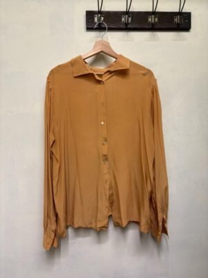 vintage silk golden yellow shirt with pleats at the back
