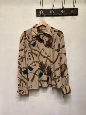 vintage ivory patterned silk shirt