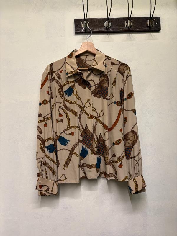vintage ivory patterned silk shirt