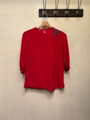 vintage red silk blouse
