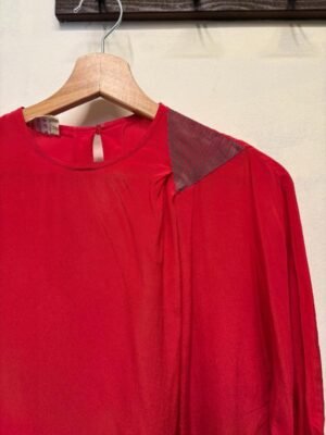 Alternative view of vintage red silk blouse