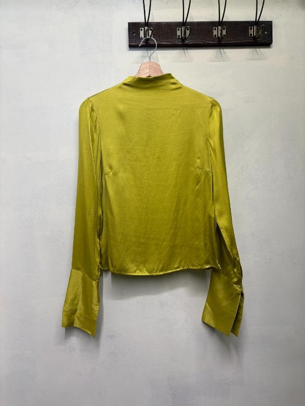vintage silk lime shirt with wide cuffs