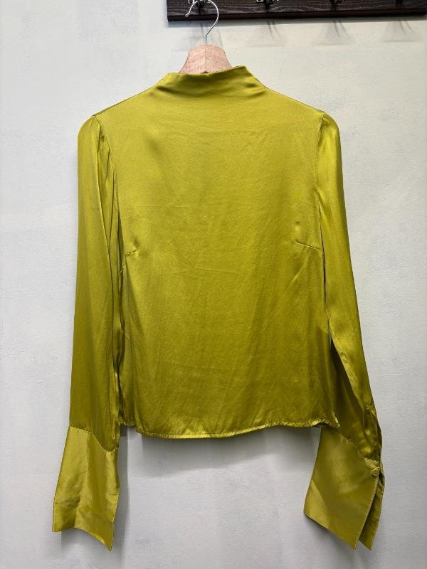 vintage silk lime shirt with wide cuffs - Image 2