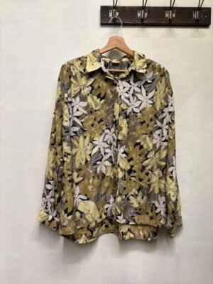 vintage floral silk shirt(khaki,beige,white)