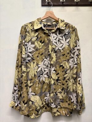 Alternative view of vintage floral silk shirt(khaki,beige,white)