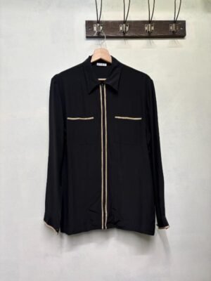 vintage black silk shirt with zipper