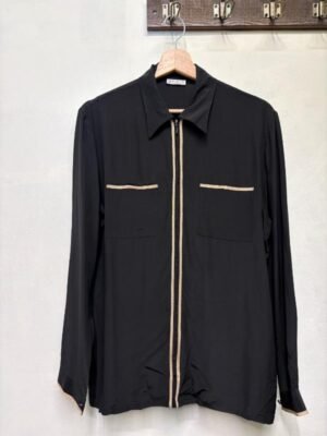 Alternative view of vintage black silk shirt with zipper