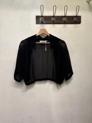 vintage viscose sheer black cropped shirt