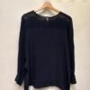 vintage dark blue silk blouse with sheer neckline