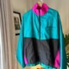 90's vintage unisex multicolor windbreaker(petrol, fuschia, black)