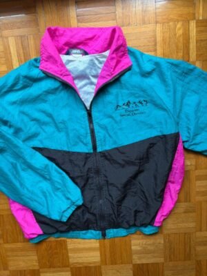 Alternative view of 90's vintage unisex multicolor windbreaker(petrol, fuschia, black)