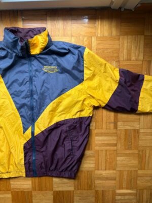 Alternative view of 90's vintage unisex multicolor windbreaker(burgundy, yellow, grey)
