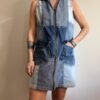 vintage Desigual denim patchwork mini dress with front zipper