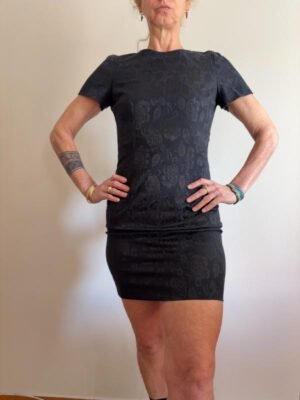 Alternative view of vintage black jacquar mini stretch dress