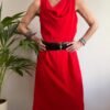 vintage DKNY red straight line dress with drapped front