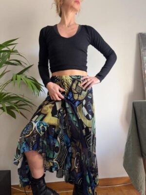 vintage y2k abstract patterned mermaid skirt