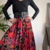 80's vintage floral skirt with pleats and elastic waist