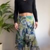 vintage y2k abstract patterned midi skirt with elastic waist