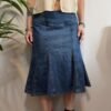 vintage denim midi skirt with flared hemline