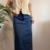 vintage denim super maxi stretch skirt