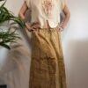 vintage beige boho super maxi skirt with metallic fibres
