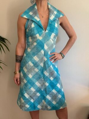 Alternative view of vintage 60's 70's geometric cotton dress with open back
