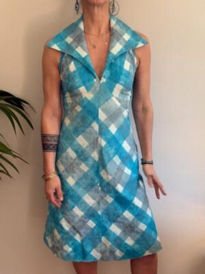 vintage 60's 70's geometric cotton dress with open back