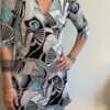 y2k deadstock abstract patterned mini dress