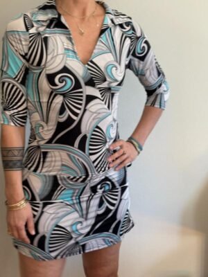 y2k deadstock abstract patterned mini dress