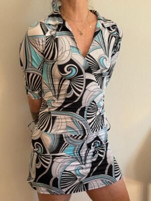 Alternative view of y2k deadstock abstract patterned mini dress