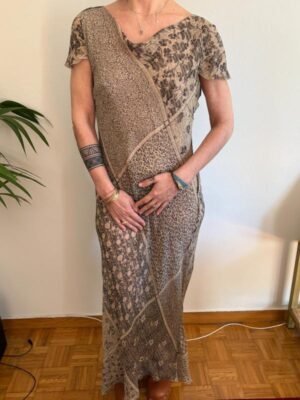 y2k sheer long dress earthy tones