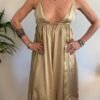vintage silk champagne lingerie dress with lace hem