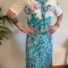 80's vintage floral midi dress with a belt