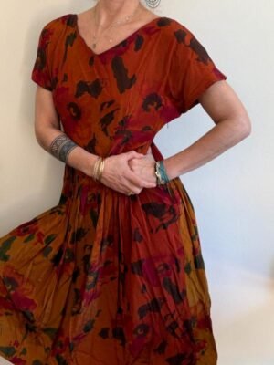 Alternative view of 90's vintage floral midi dress in earthy colors