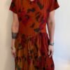 90's vintage floral midi dress in earthy colors