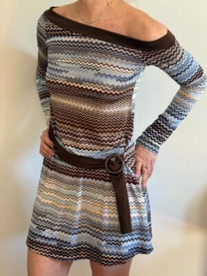 y2k deadstock elastic stripped off shoulders dress with a belt
