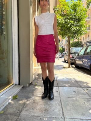 80's vintage fuschia textured mini skirt