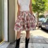 vintage floral flare mini skirt