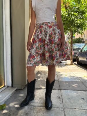 Alternative view of vintage floral flare mini skirt
