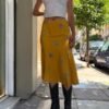 y2k mustard yellow mermaid skirt with flowers