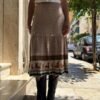 vintage midi skirt with delicate all over print and detailing hem featuring ancient chariot motifs