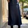 vintage denim midi A line skirt with pockets at the back