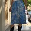 vintage silk floral midi skirt