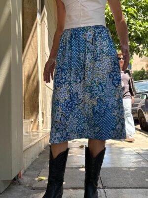 vintage silk floral midi skirt